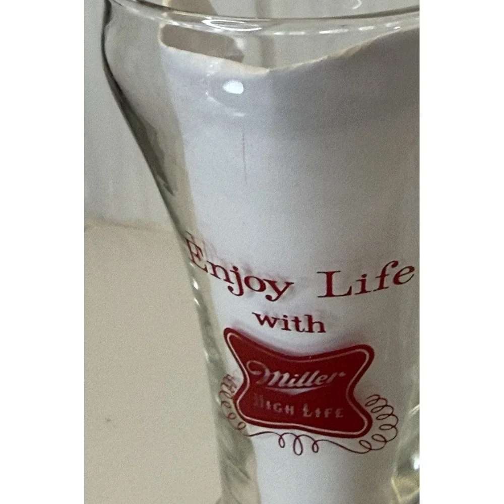 VTG Miller High Life Collectible Beer Glass Set 4 Logo Breweriana Barware MCM